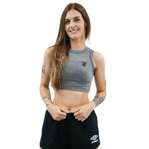 Cropped Regata Athletico Paranaense com Escudo - Cinza