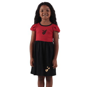 Vestido Canelado Infantil Preto e Vermelho