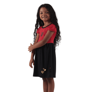 Vestido Canelado Infantil Preto e Vermelho