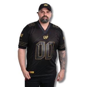 Camisa Unissex CAP Futebol Americano Jersey 2024 Preto e Dourado