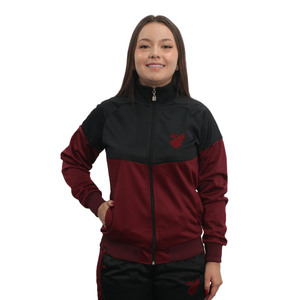 Jaqueta Esportiva Feminina Escudo Athletico Bordo e Preto