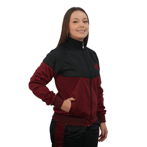 Jaqueta Esportiva Feminina Escudo Athletico Bordo e Preto